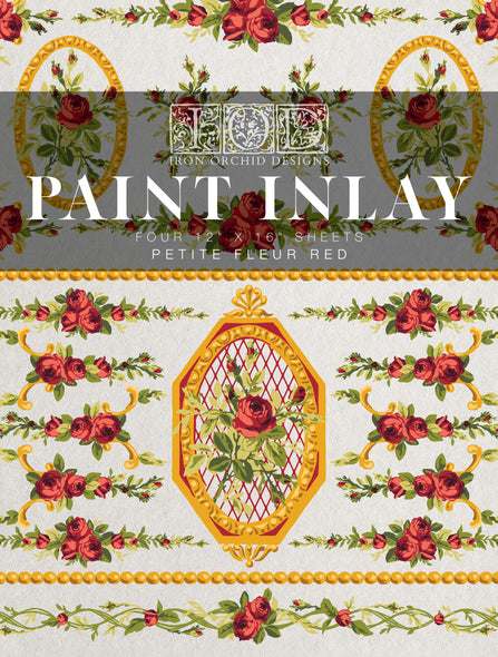 NEW!! Petite fleur Red IOD Paint Inlay