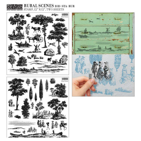 Rural Scenes IOD Stamp (12" x 12") - DEJA VU BOUTIK
